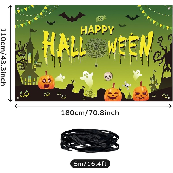 Halloween Dekorationer, Grön Halloween Banner Bakgrundsdekor, Glad Halloween Banner För Halloweenfest Bakgrund, Idealisk För Hem Trädgård Inomhus Utomhus