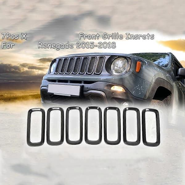 7 stk. Blank sort uden net Front Grill Indsatser Klæbende Grill Cover Ramme Trim Kit til 2015-2018