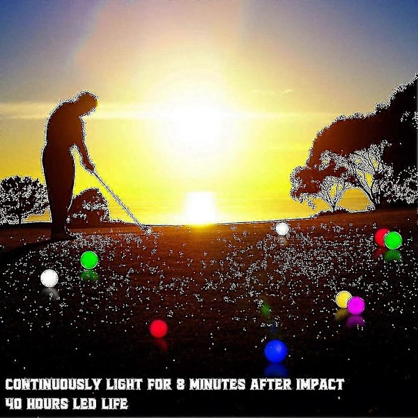 6 stk LED Glow Golfbolde, Blinkende Glødende Golfbold, Natglød