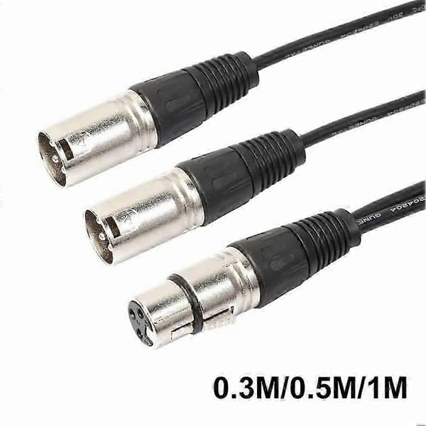 DOONJIEY 0.3/0.5/1m 3-pin XLR hunplugg til 2XLR hann Y-splitterkabel