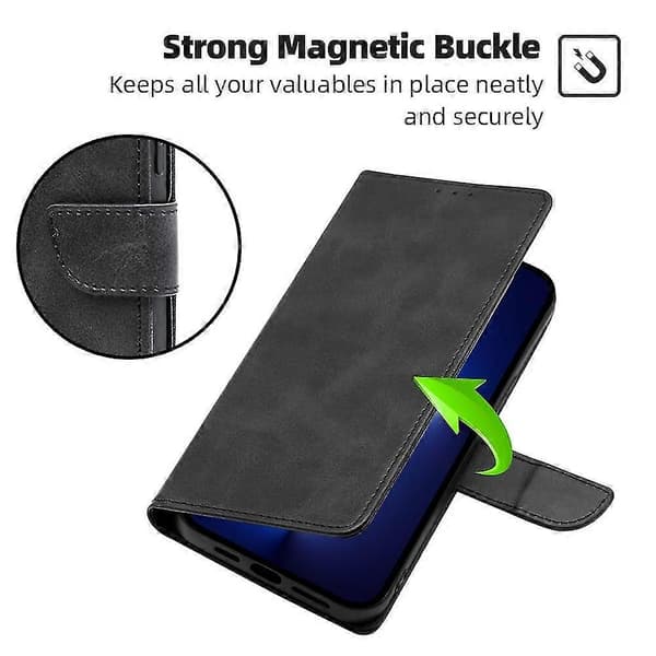 Telefon Wallet Etui til Samsung Galaxy S23 PU Læder Stand Mobiltelefon Cover Black