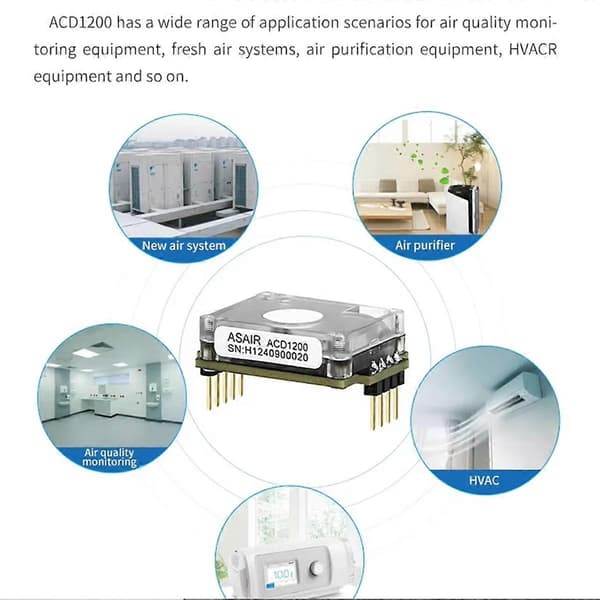 Ny ASAIR CO2 Infraröd Sensormodul Hög Precision CO2 Koncentrationsdetektering NDIR Princip ACD1200