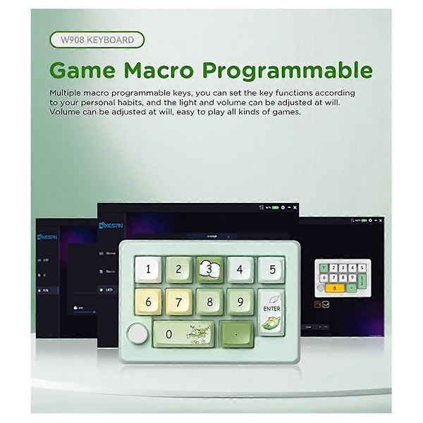 Tre-läges Hot-Swappable Digital Mekaniskt Tangentbord Makro Definition RGB Gaming Mekanisk Knappsats Ratt Hårdvara Grön