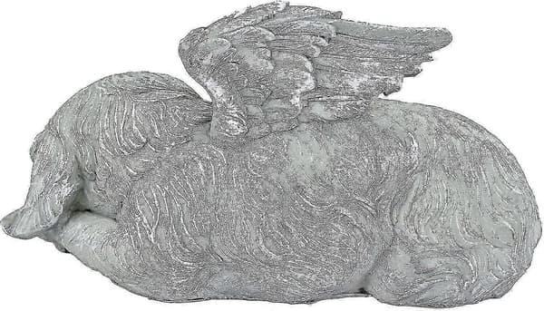 Hund Engel Kjæledyr Minne Grav Markør Statue, Polyresin, Stein Finish 1 stk, Grå)