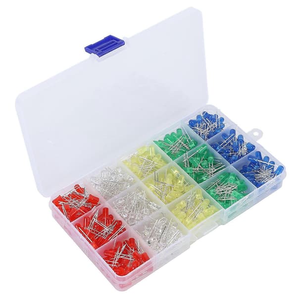 500 stk. lysemitterende diode 5 mm farvet LED-pæresortiment kit elektronisk komponentindikator