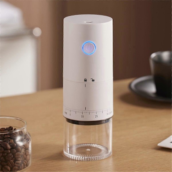 Elektrisk kaffekvarn med extern justering USB Kaffekvarn Automatisk kaffebönskvarn för kontor 1500MAh, A