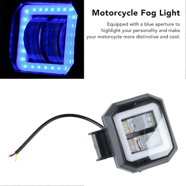3-tommers motorsykkel LED-frontlykter med blå blenderåpning 20W Vanntett Sterkt Lys Firkantet Tåkelys for Motorsykkel