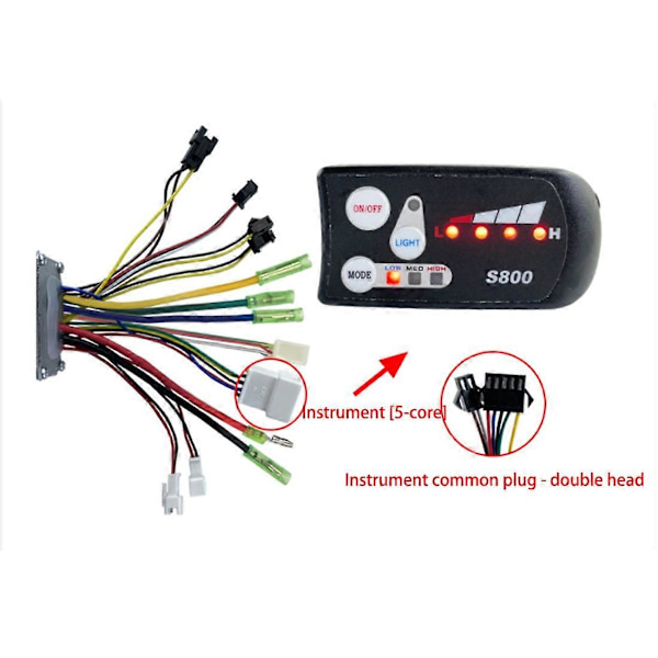 Elcykel til JN 15A firkantbølge SM med lyscontroller LED-S800 display til 36V/48V 250W/350W elektrisk mountainbike kit