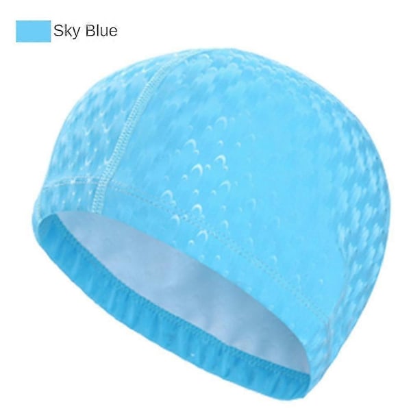 Komfortabel Badehette Elastisk Ensfarget Badehette Dykkehetter Kvinner Høy Light blue