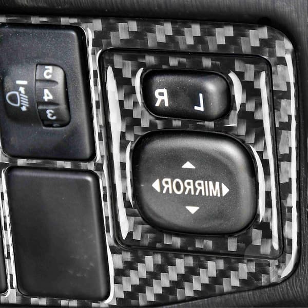 Backspegel Omkopplarpanel Skydd Justeringsknapp Kolfiber Trim Passar Prius 2012?2015 Högerstyrd
