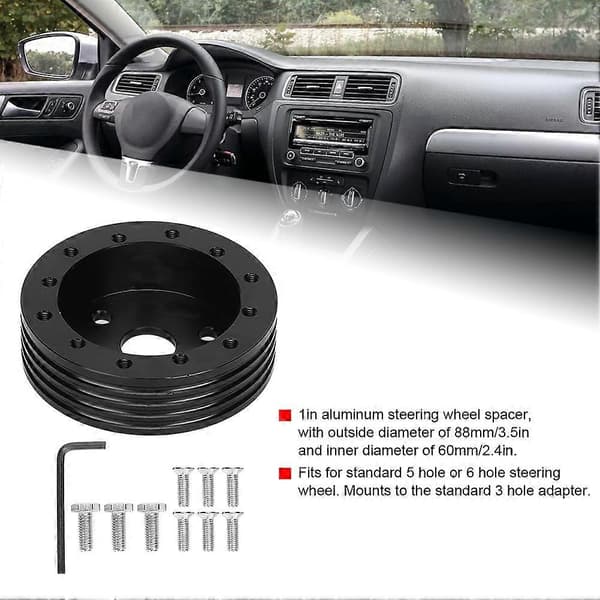 1in Aluminium Ratnav Spacer til 5 6 Huls Hjul til 3 Huls Adapter (Sort)
