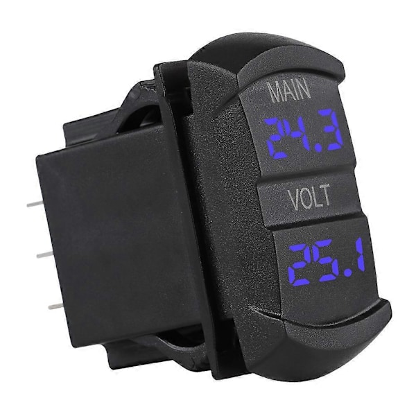 Bil DC 10V-60V Blå LED Digital Dobbelt Voltmeter Universal til Pickup RV ATV Batteri