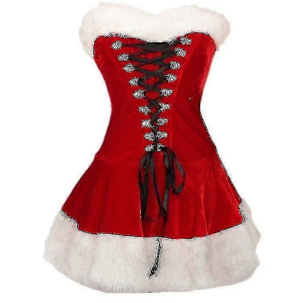S-2xl Korkealaatuinen Naisten Jouluasut Puku Joulu Juhlat Seksikäs Punainen Samettimekko Cosplay Joulupukki Asu Plussakoko Gd L
