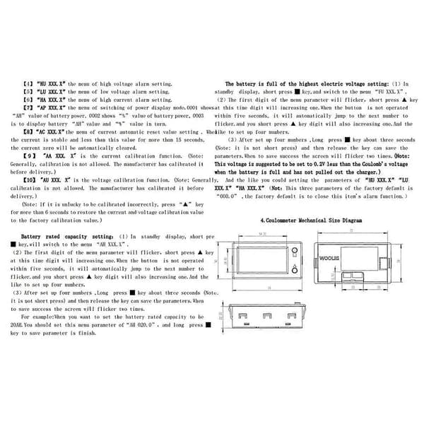 Hall Coulomb Meter Spænding Strøm Effekt Elektrisk Energi Batterikapacitet 12V 24V 36V 48V Bluetooth APP Display(A)