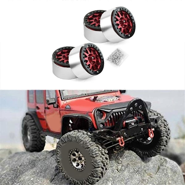 2.2 Tuuman Beadlock Vanteen Kehät Raskaan Sarjan Alumiiniseosta 1:10 RC Crawler SCX10 -4:lle 4kpl-setti Punainen