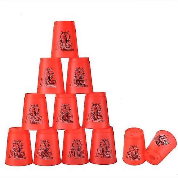 12 st Speed Stacking Muggar Klassiska Staplingsleksaker för Barn Red