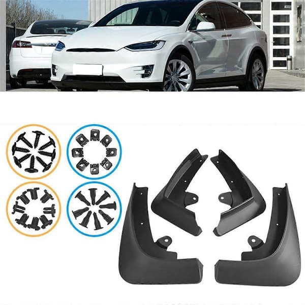 4 stk. bilskjermer, sprutbeskyttere for MODEL X 2016-2021, biltilbehør