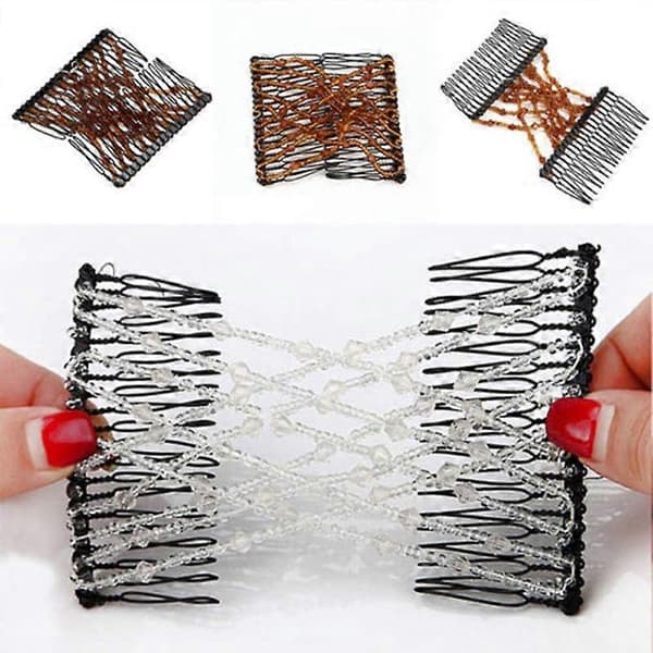 6 Stykker Magisk Hårkam Elastisk Perlebesatt Hårspenner Kvinner Elastisk Brud Doble Sklier Hårnåler Kammer for Kvinner Damer Jenter DIY Hårstyling Tilbehør