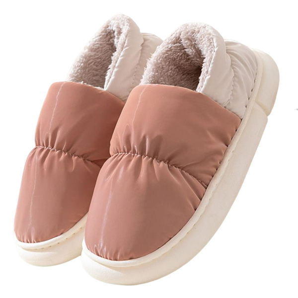 Varma vinterbomullsskor Full täckning Tjocka termiska bomullstofflor för kvinnor och män Leather Red 40-41 Code
