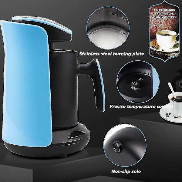Automatisk turkisk kaffemaskin elektrisk kastrull AC 220~240v malet kaffebryggare-yyc Sky Blue