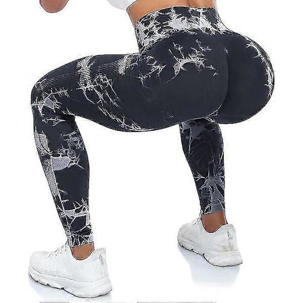 Yoga leggings för kvinnor Sömlösa högmidjade yogabyxor med magkontroll för gymlöpning M