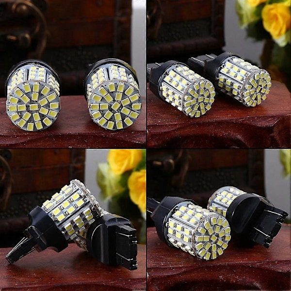 2 stk. 7443 64-SMD Hvide 6000K Baklys Bremse Stop Baglygte LED Pære Lys Lampe Pærer