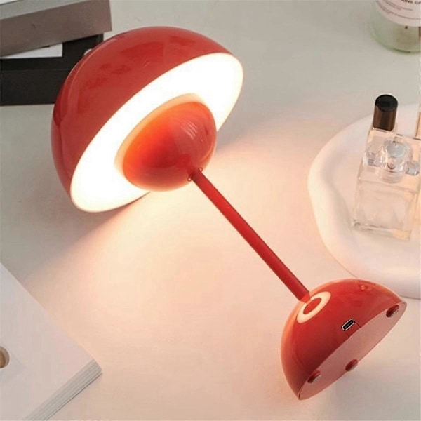 Sopp Blomsterknopp Oppladbare LED Bordlamper Skrivebord Nattlampe for Soverom Nattlys Enkel Moderne Dekorasjon Rød