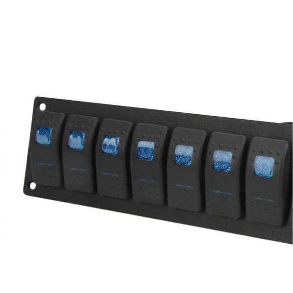 7 Gang Rocker Switch Panel IP66 Vandtæt Marine Toggle Switch Panel Med Dobbelt USB Oplader Blå Baggrundsbelysning