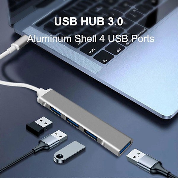 USB C Hub 4 USB-A Dataporttia Alumiinirunko 4-in-1 USB C - USB Hub Moniporttisovitin USB C -jakaja kannettavalle tietokoneelle
