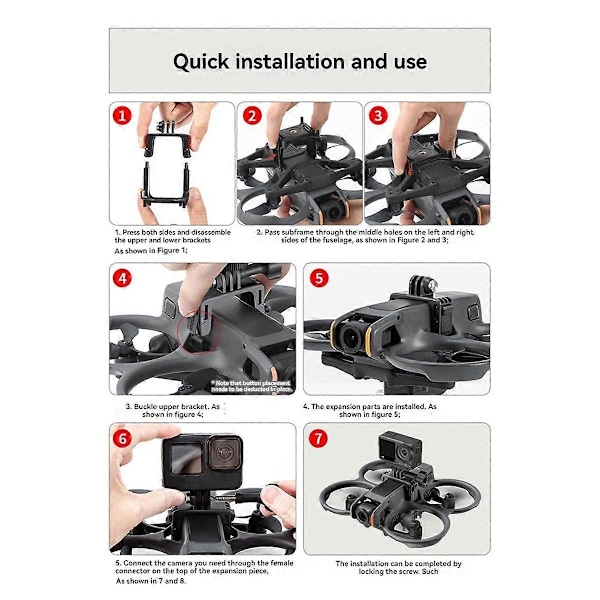 Top Extension Beslag til Avata 2 - Extension Mount Holder Kompatibel med , , Action, Fill Light