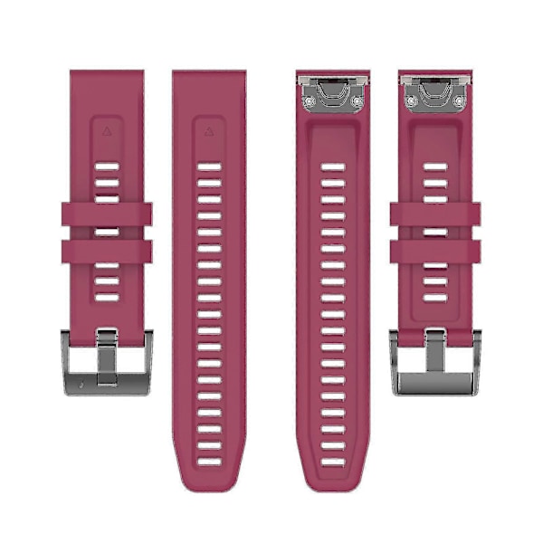 Silikonarmbånd 26 mm for Garmin Fenix 7x/6x/5x klokke Wine red