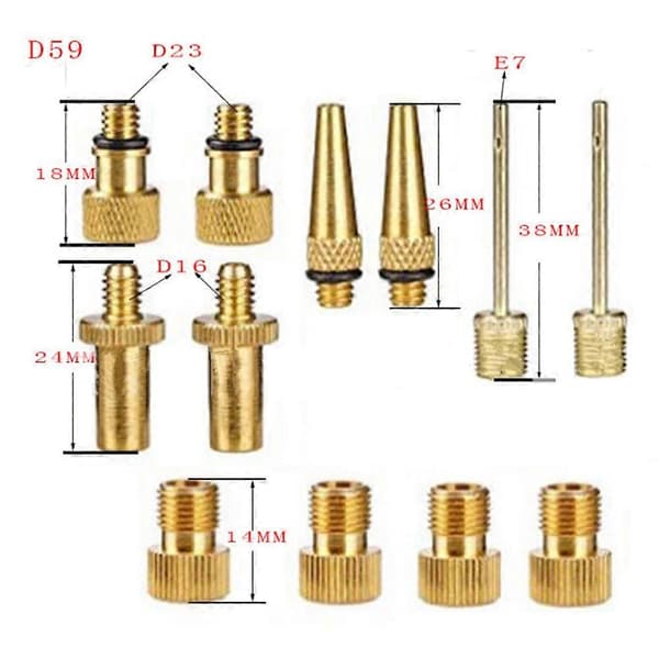 Ventiladapterset 12 st Cykel Bil Ventiladapter Kit Set för Luftkompressor Cykel Golvpump Cykeltillbehör Guld