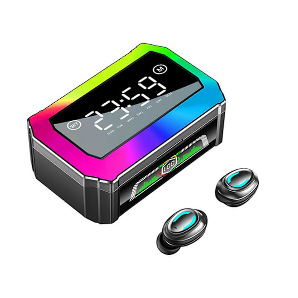 1 Pari Langattomia Bluetooth 5.3 -yhteensopivia Nappikuulokkeita Peilipinnalla, Langattomat Kuulokkeet Kellolla, Virranäytöllä, Rauhoittavalla Äänellä ja RGB-valoilla