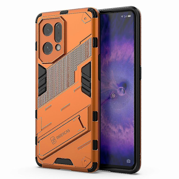För Oppo Find X5 Välskyddat Anti-repa Hårt PC + Mjukt TPU Mobiltelefonfodral Ställskydd Orange
