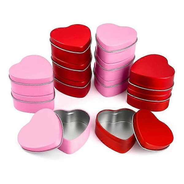 12 stk. 2oz Valentinsdag Hjerte Dåser med Låg Bulk Hjerte Lysglas Valentins Lysbeholdere, til Lysfremstilling