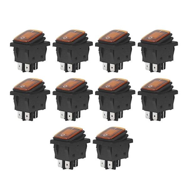 10 stk. 2-positions vippekontakt til/fra 30A AC 125V 250V til båd med LED-lys 4 ben orange