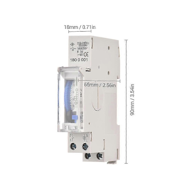 Mekanisk 24-timmars Timer Switch AC 220-240V 15 Minuters Intervall 96 Gånger På/Av Programmerbar Elektrisk Timer DIN-skena Installation Relä Switch