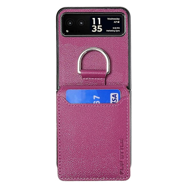Litchi Tekstur Lær Telefondeksel For Motorola Razr 40 Purple