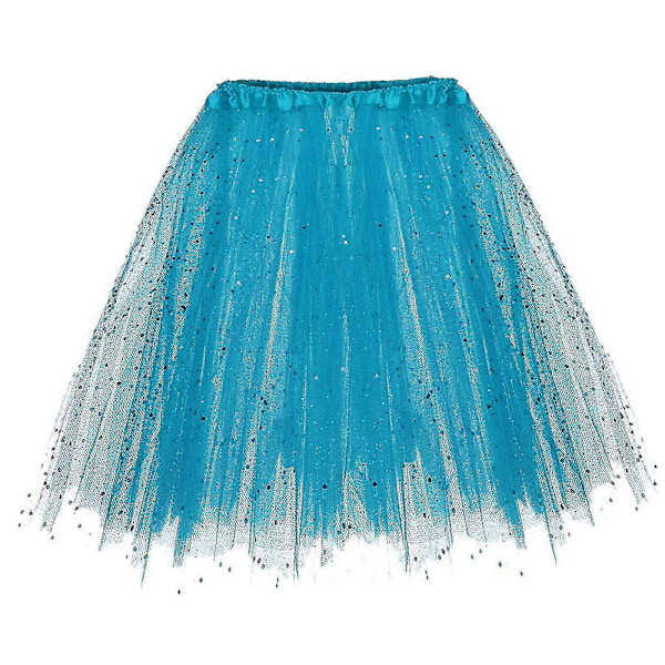 Tutu-kjolar för vuxna damer, 3-lagers tyllkjol, klassisk dam 80-tals tonåring vuxen dans Tutu kort elastisk tonåring balettkjol Blue