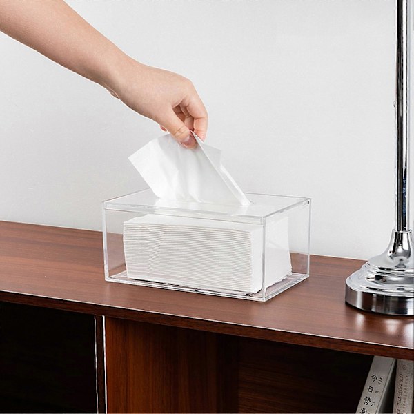 Vattentät Tissue Box Transparent Synlig Akryl Klar Servett Pappersförvaringslåda Hemorganisatör Daglig Användning
