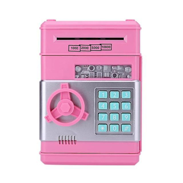 Elektronisk spargris med lösenord, spargris för kontanter och mynt Pink