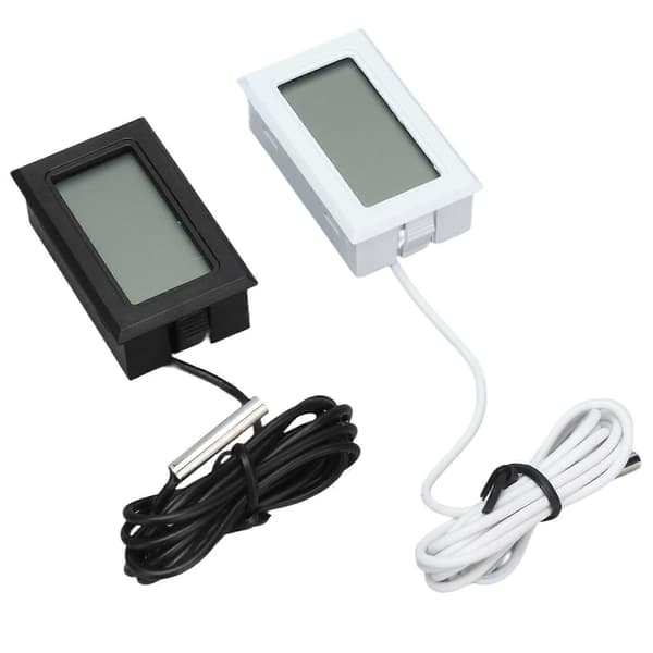 2 stk. Elektronisk Digital Termometer Termostat Temperaturmåler 2s Opdatering med Probe (Sort Hvid)