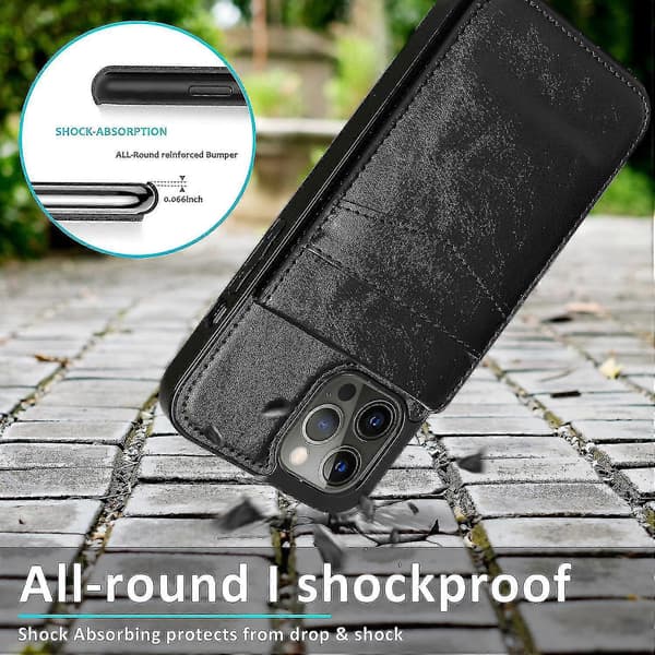 Simpel Business Stil PU Læder Etui Til Iphone 14 Pro Max Med Kortholder Black