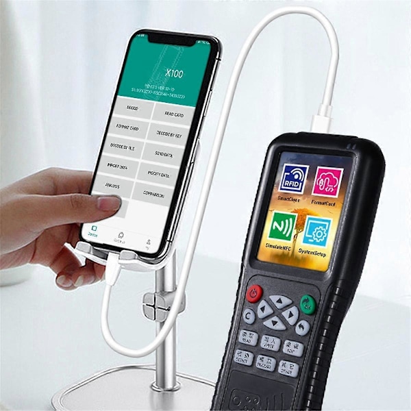 Älykortinlukija-kirjoitin RFID-kopioija X100 USB-portti Pääsykortin ohjelmoija Monistin Kopioi salatut avaimet 125 kHz 13,56 MHz