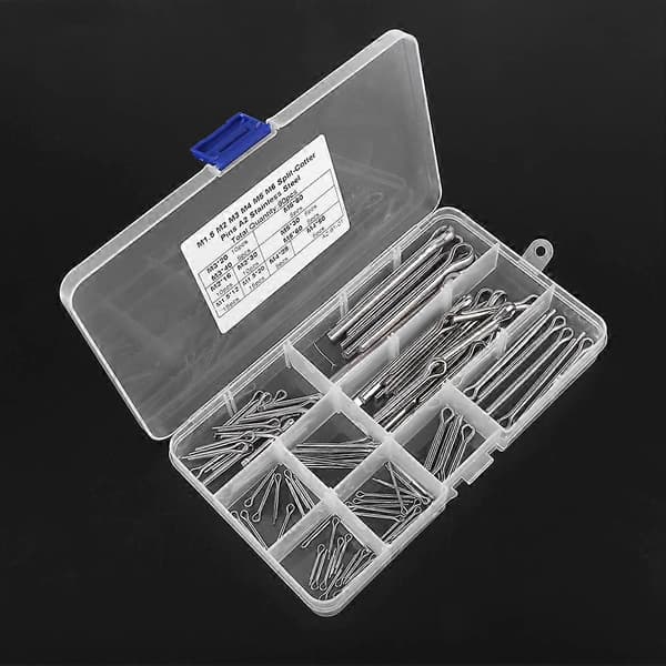 90 stk. 11 slags M1.5 M2 M3 M4 M5 M6 Splitlåse Splint Sortiment med Etui