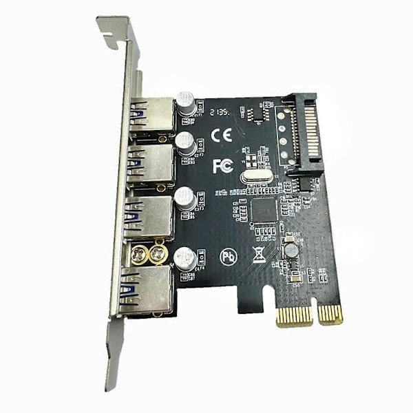 4 Portin USB 3.0 PCI-E -laajennuskortti PCI Express PCIe USB 3.0 Hub -sovitin 5 Gbps Riser-ohjainjatke SATA-virralla