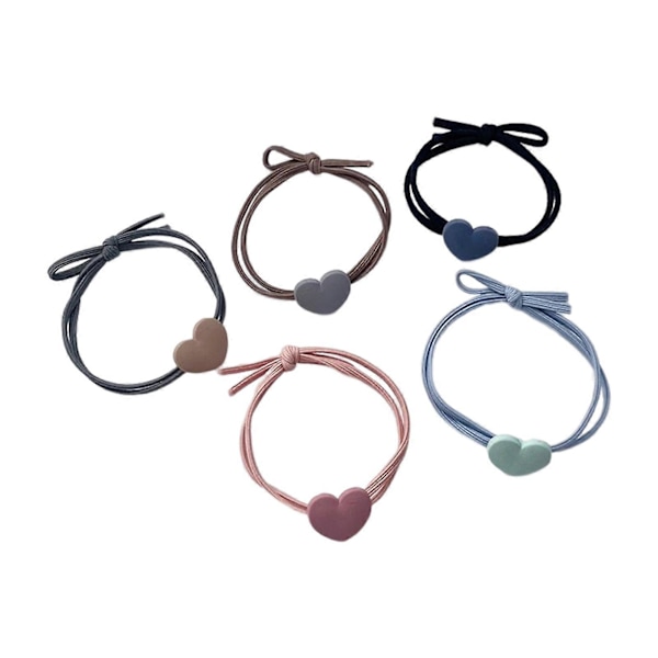 Hårband Enkel Stil Hög Elasticitet Dubbla Lager Perfekt Present Stretch Håraccessoarer Huvudbonad Färgat Kärlekshjärta Dekor Flickor Hästsvanshållare för Da