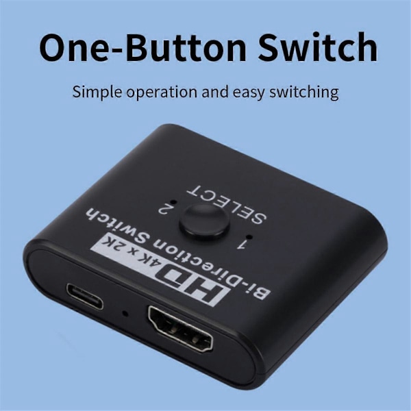 4K X 2K-kompatibel Switch Bi-Direction 2 Portar Splitter Switch för Laptop PC /4 TV Box Adapter(B)