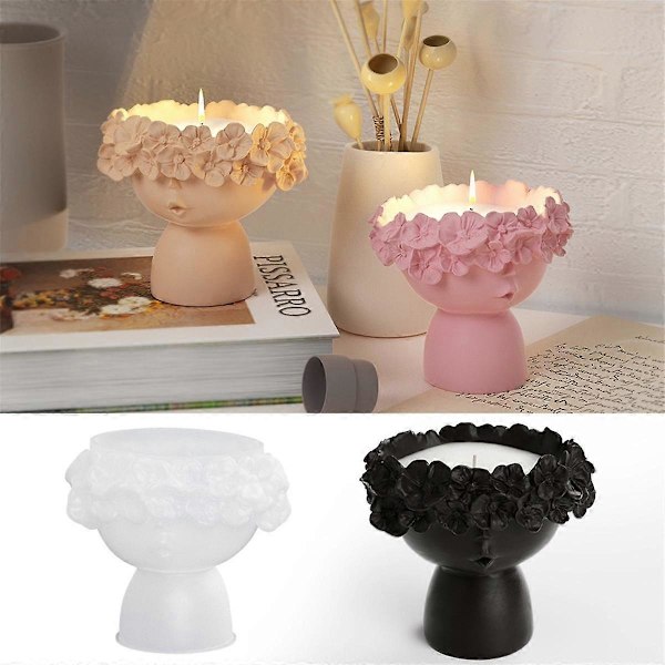 Flicka Betongvas Silikonform DIY Ljusburk Form Blomkruka Gips Epoxiharts Formar Heminredning