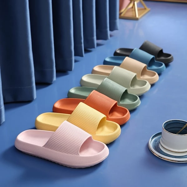 Tjockbottnade molntofflor mjuka EVA-tofflor för inomhusbruk med halkskydd light blue 40-41